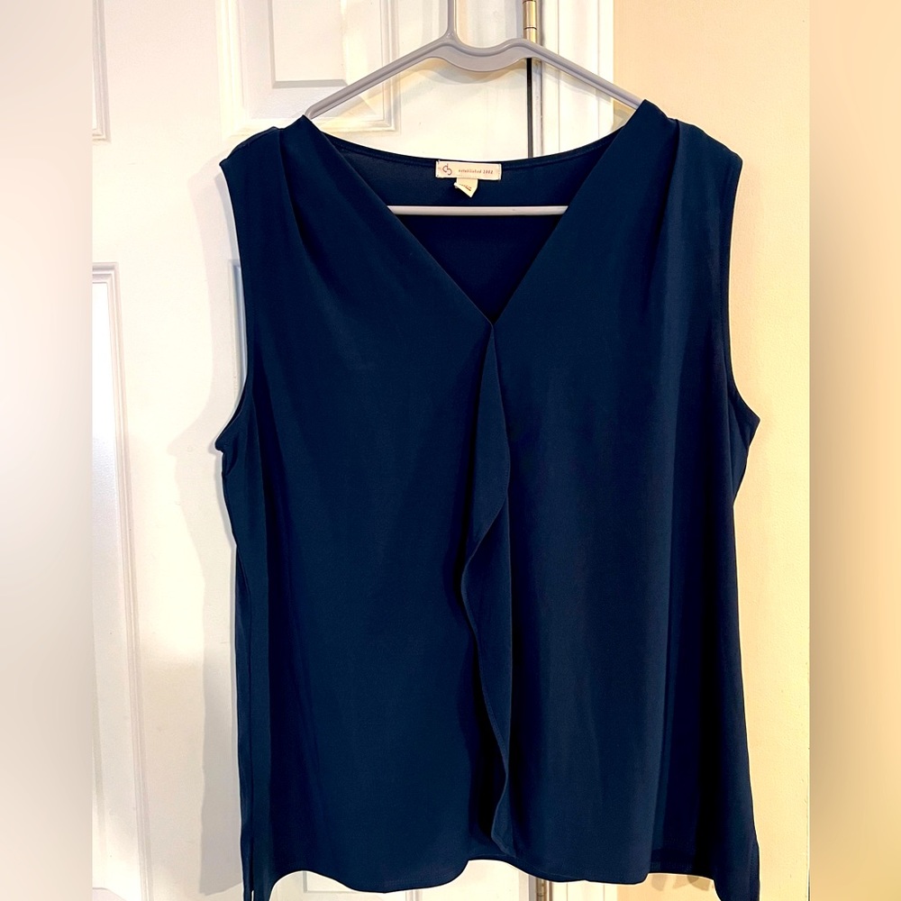 Dressbarn Navy sleeveless top Size L EUC